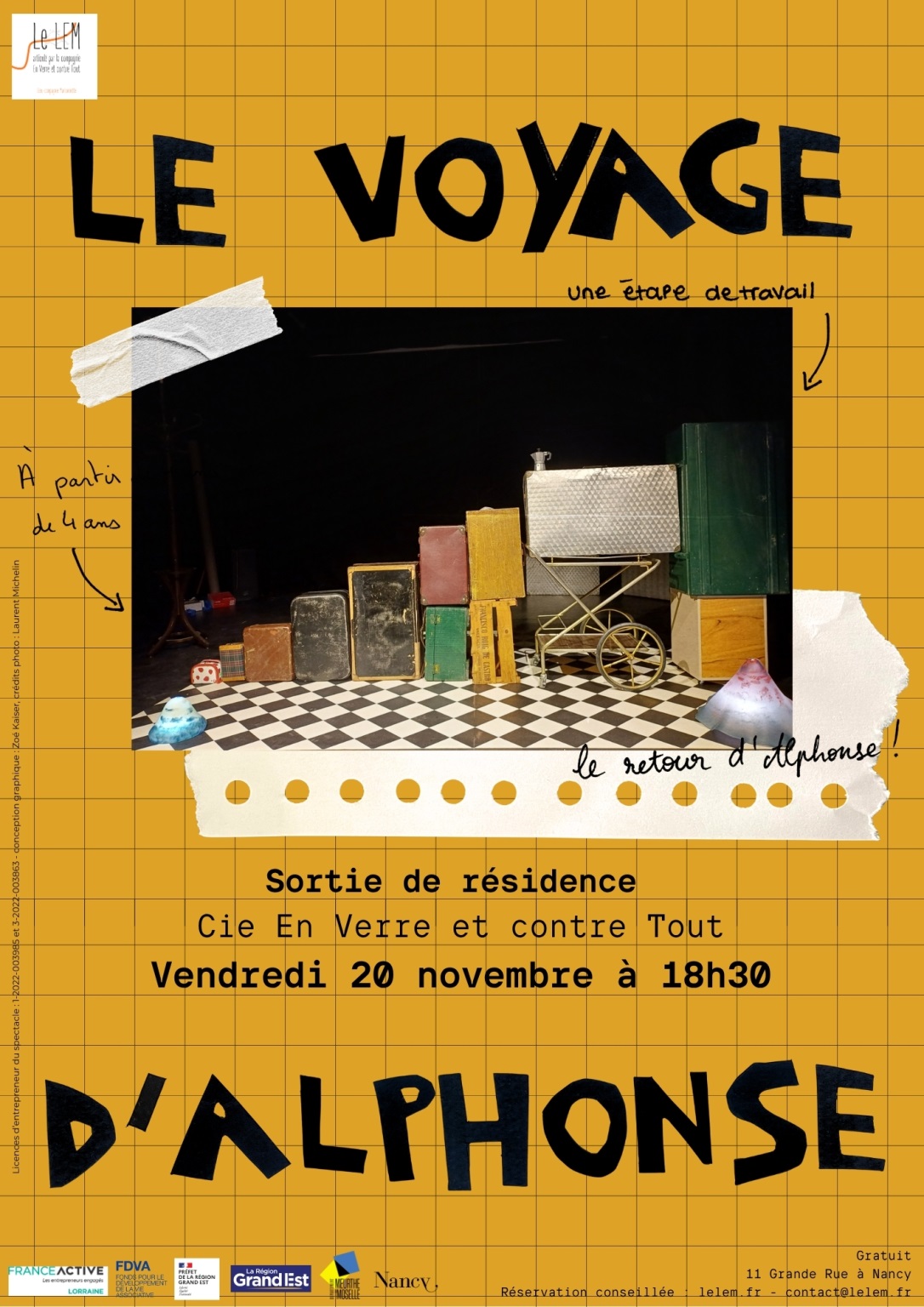 Spectacle Le voyage d’Alphonse activités enfants jeune public ados famille Nancy Meurthe-et-Moselle Grand Est Le LEM